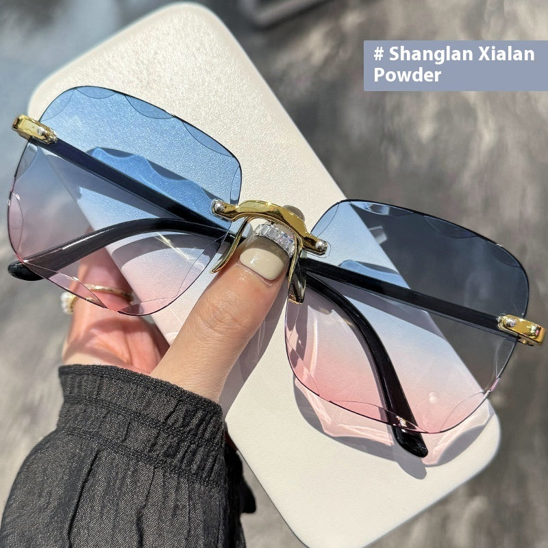Stylish and Modern Frameless Sunglasses – Elegant Design for Women