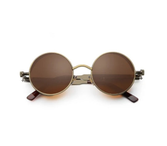Gothic & Steampunk Round Lens Metal Frame Sunglasses