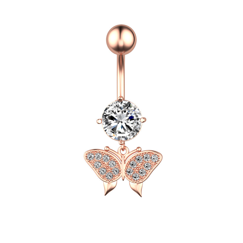 Butterfly Zircon Belly Button Piercing