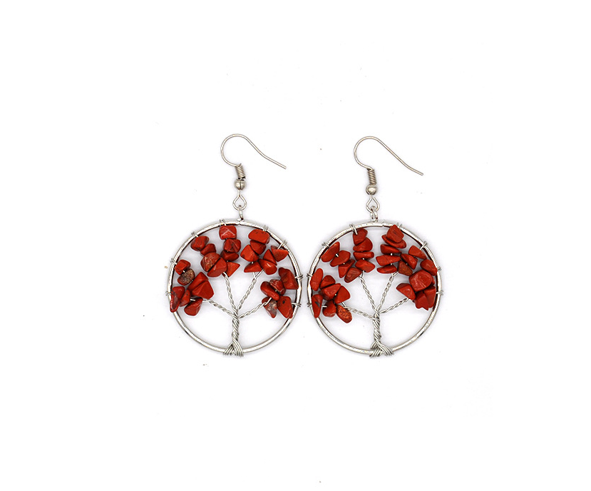 Natural Crystal Crushed Stone Tree Earrings