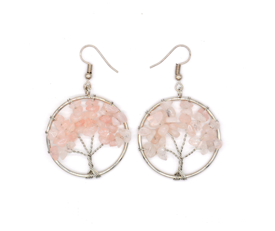 Natural Crystal Crushed Stone Tree Earrings