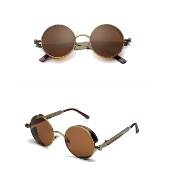 Gothic & Steampunk Round Lens Metal Frame Sunglasses