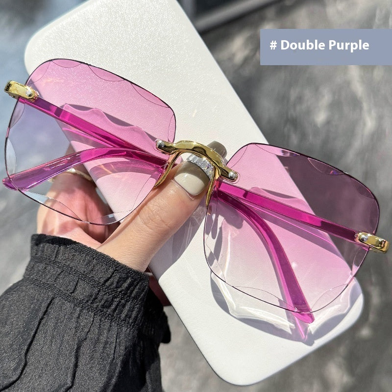 Stylish and Modern Frameless Sunglasses – Elegant Design for Women