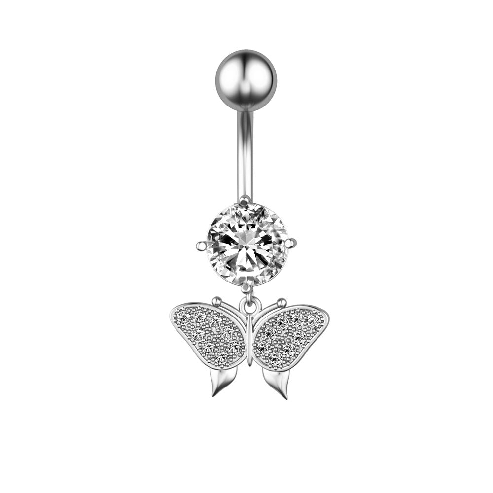 Butterfly Zircon Belly Button Piercing