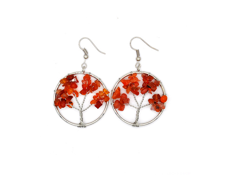 Natural Crystal Crushed Stone Tree Earrings