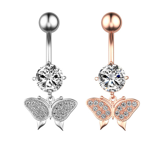 Butterfly Zircon Belly Button Piercing