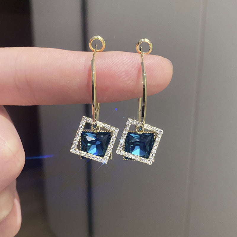 Square Earrings Special Design Inlaid Zircon