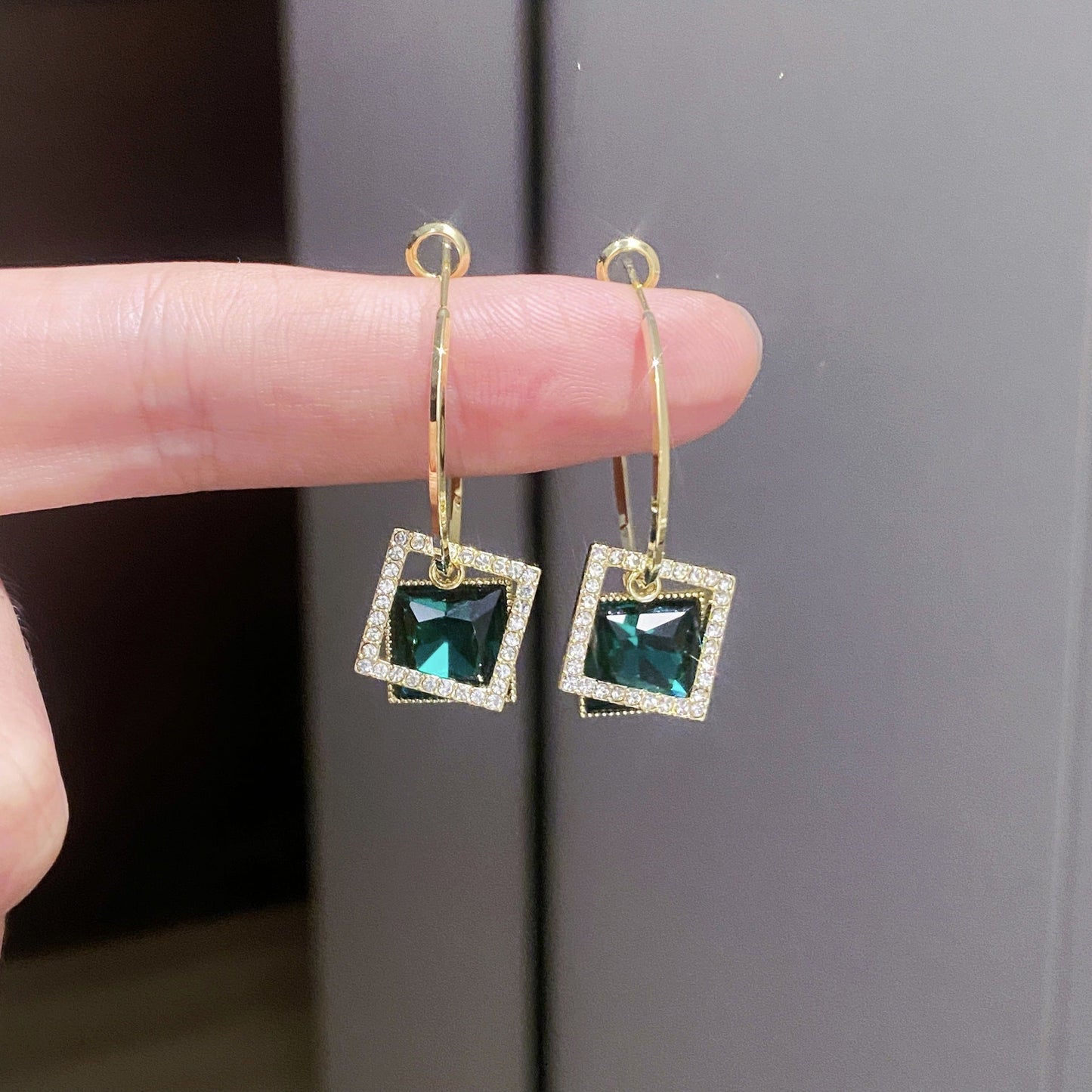 Square Earrings Special Design Inlaid Zircon