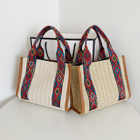 Ethnic Style Large Capacity Woven Handbag