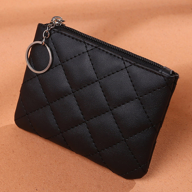 Leather Zip Coin Wallet Key Chain