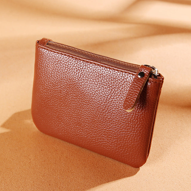 Leather Zip Coin Wallet Key Chain