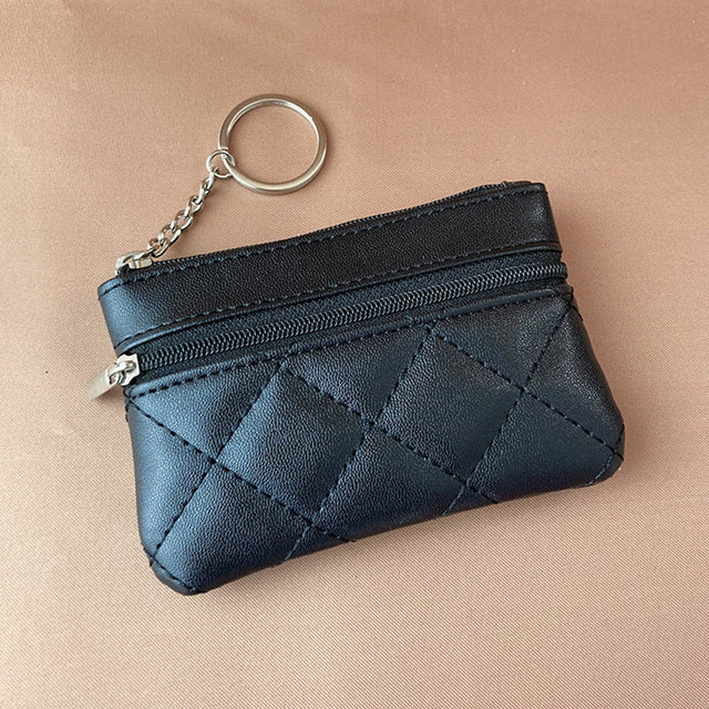 Leather Zip Coin Wallet Key Chain