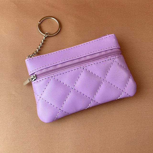 Leather Zip Coin Wallet Key Chain