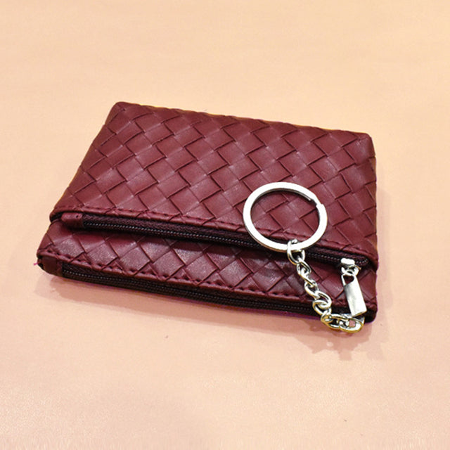 Leather Zip Coin Wallet Key Chain